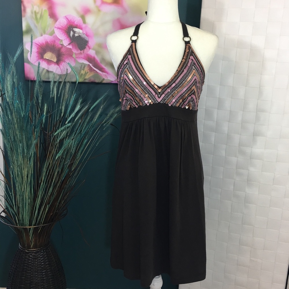 Bra Tops Sequined Halter Dress